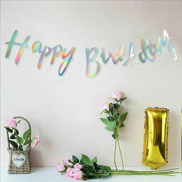 Silver Pearl Happy Birthday Banner 30cm Clear Confetti Sequins Latex Balloons Party - Lets Party