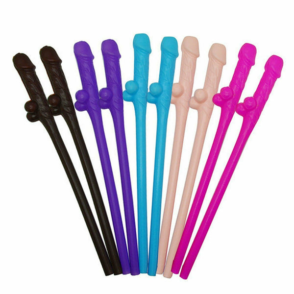20/50X Willy Penis Dick Straw Hens Night Paty Straws Mix Colours Bachelorette - Lets Party