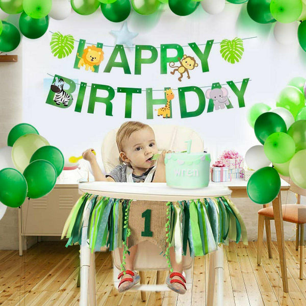 1x Happy birthday Baby Shower Safari Jungle Animal Paper Banner Bunting Garland - Lets Party