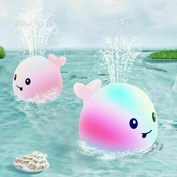 Baby Bath Toys White  Whale Automatic Spray Water Bath Toy w/ LED Light Kids Xmas Gift - Lets Party