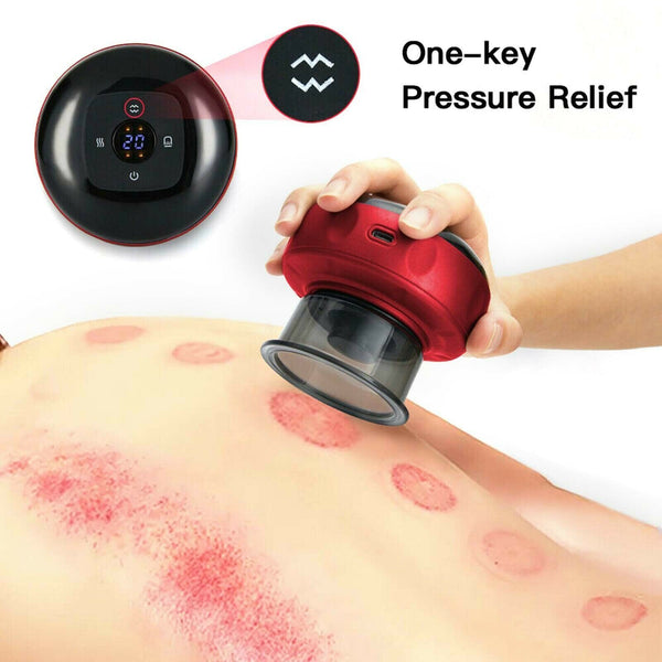 Red Electric Cupping Therapy Massager Portable Rechargeable 6 Level Adjustable - Lets Party