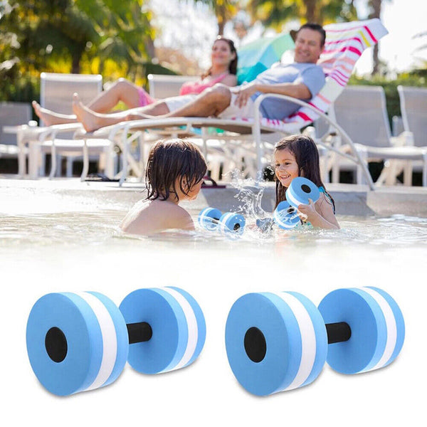 2x Blue Water Dumbbells Aquatic Exercise Dumbells Water Aerobics Workouts Barbells - Lets Party