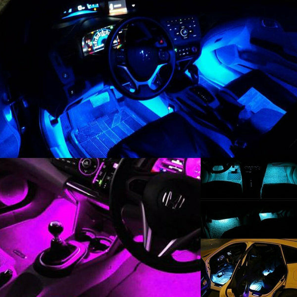 RGB 7 Color LED Neon Strip Light Music Remote Control For Car Interior Lighting - Lets Party