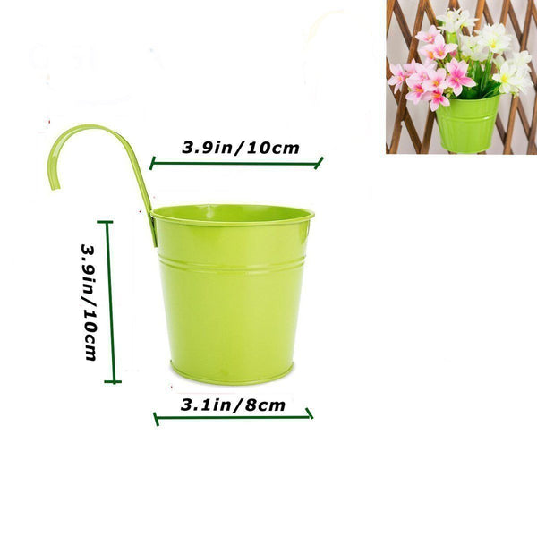 10pcs Hanging Flower Pots Iron Garden Plant Pot Balcony Planter Detachable Hook - Lets Party