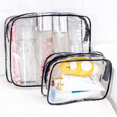 Clear Toiletry Bag Set of 4 – PVC Travel Makeup Bags, 4 Sizes