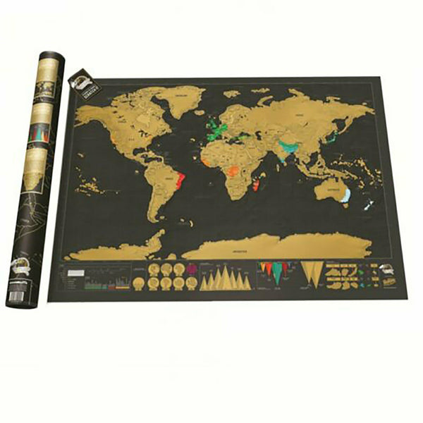 2X Deluxe Scratch off world Map Interactive large Poster Atlas Travel Decor Gift