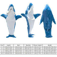 Shark Blanket Super Soft Cozy Flannel Hoodie Shark Sleeping Bag S-XXL