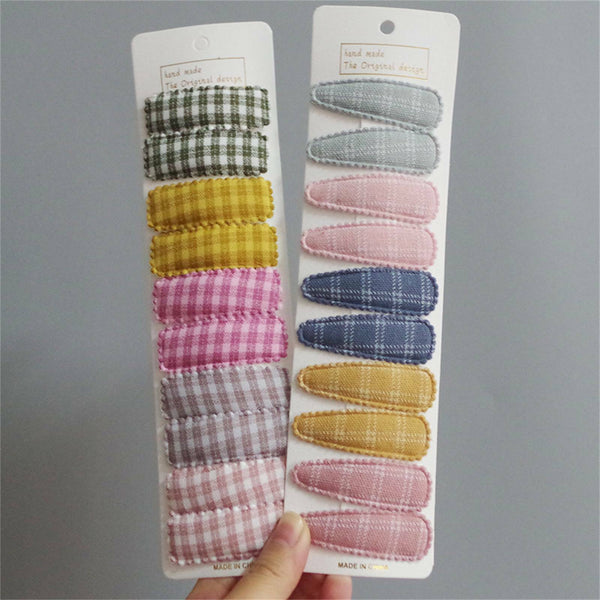 10X Snap Clips Baby Girl Toddler Linen Small Bow Fringe Hair Clip Accessory New