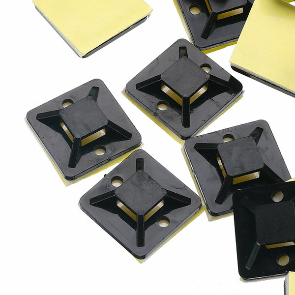 UP 200PCS Self Adhesive Cable Wire Zip Tie Mounts Base Clamps Clip Black 20*20MM