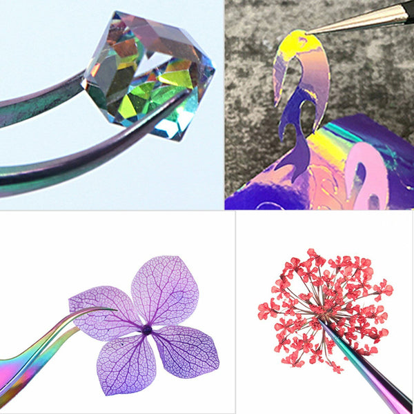 2pcs Eyelash Tweezers Eye Lash Clip Remover Tool False Extension Curved Pointed