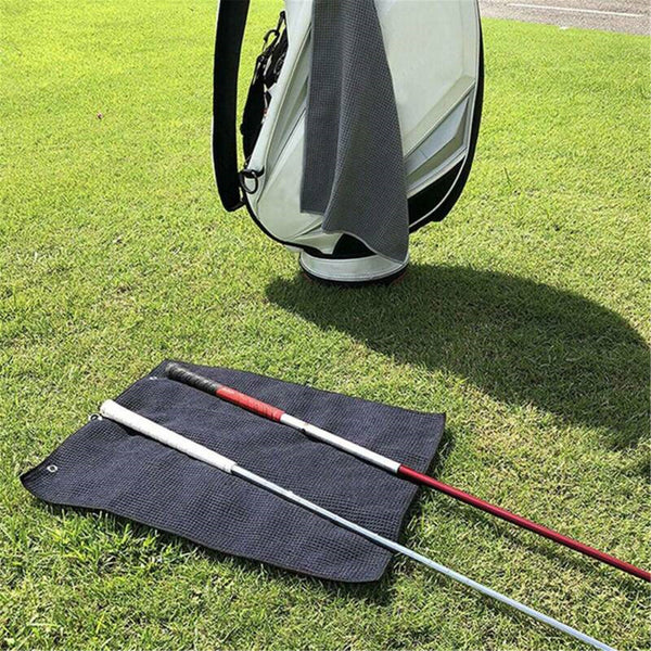 Sports Golf Towel Waffle Pattern Cotton With Carabiner Cleaning Towels Black AU