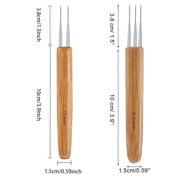3x Bamboo Crochet Dreadlock Hook Needle Dread Tool Braiding Hair Maintenance Cra