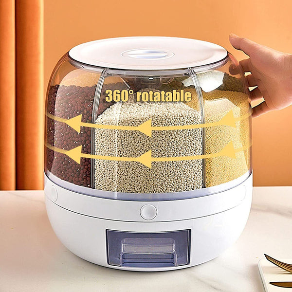 Rotating Grain Case Cereal Dispenser Storage Box Kitchen Food Rice Container