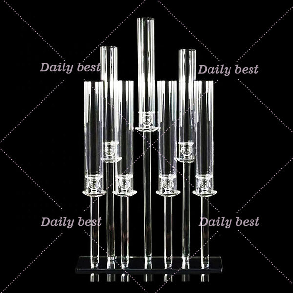 7 Heads 90cm Clear recetangle Cyrstal Glass Mirror Candelabra Candlestick Stand