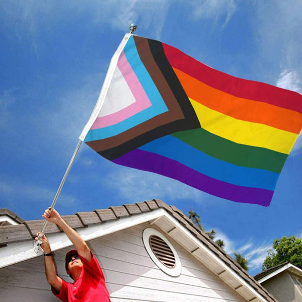 2X 90x150cm Progress Pride Rainbow Flag Gay Lesbian LGBTQ Mardi Gras Party Banne