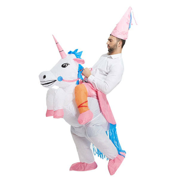 Inflatable Unicorn Costume Suit Adult Ride Novelty Fancy Dress Party Outfit Fan - Lets Party