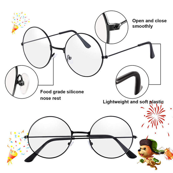 Black Retro Round Hippie Sunglasses Circle Metal Sunglasses Disco Party Glasses
