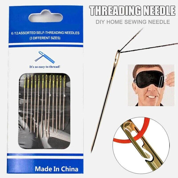 Stainless Steel Self-threading Needles Opening Hand Sewing Needles Darning Set