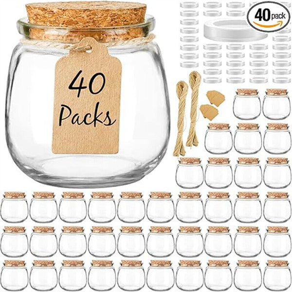 200ML Glass Favor Jar With Cork Lid DIY Wishing Wedding Decor Pudding Bottle Set