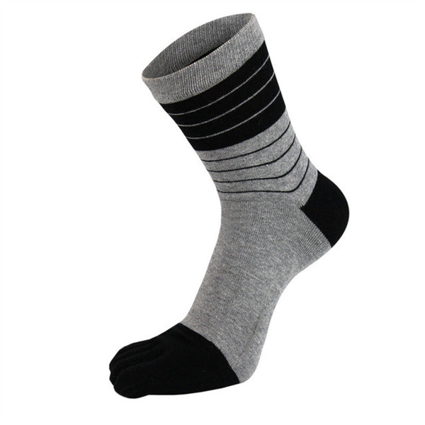 3 Pairs Mens Cotton Athletic Running Sports Socks Grey Black Finger Toe Socks