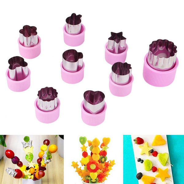 12Pcs Mini Fruit Vegetable Mold Cookie Shape Cutter Stainless Steel Mould Food