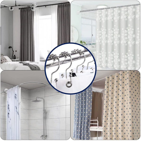 UP 120PCS Shower Curtain Hook Rust Shower Metal Double Glide Roller Shower Hooks