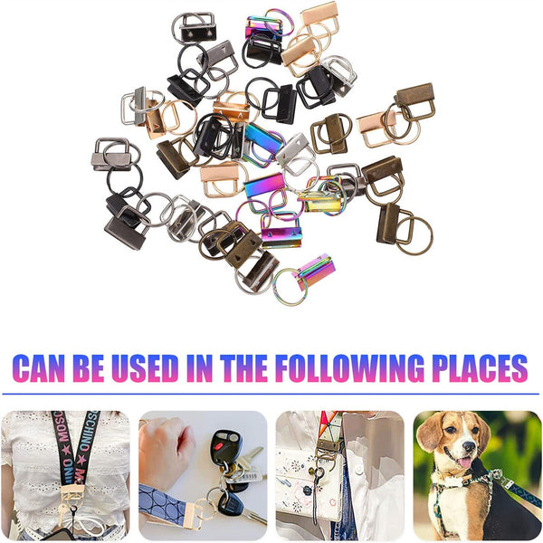 30PCS 25mm Key Fob Hardware keychain Split Ring Wrist Wristlets Cotton Tail Clip