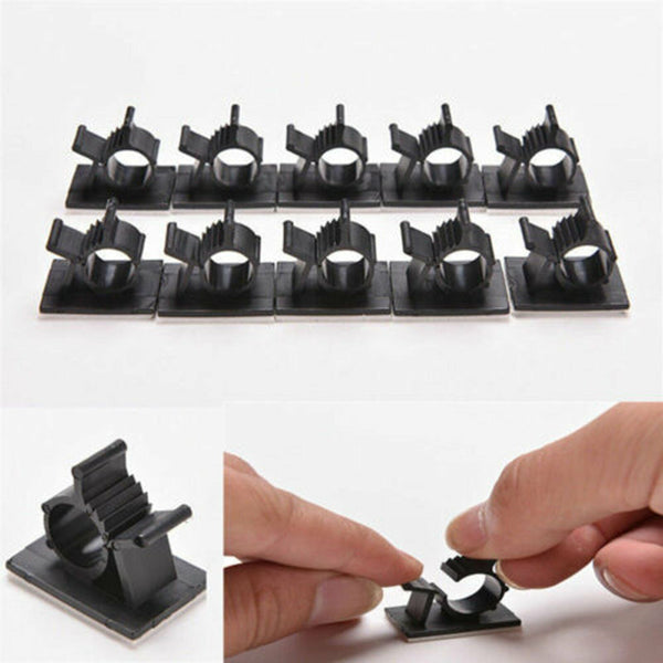 UP 50 PCS Adhesive Cord Management Cable Clip Black Wire Holder Organizer Clamp