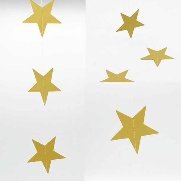 2x 4M Gold Silver Paper Star Hanging String Garland Party Wedding Birthday Decor