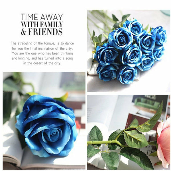 5pcs 51cm Long Stem Artificial Rose Flowers Velvet Bunch Wedding Home Bouquet AU