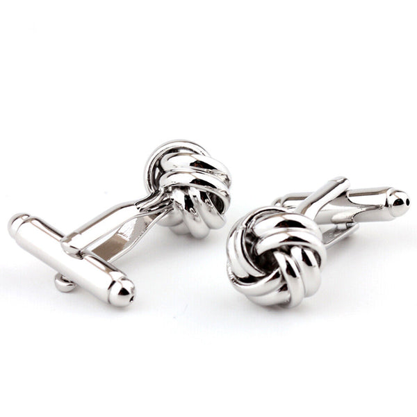 STAINLESS STEEL CUFFLINKS GIFT WEDDING VINTAGE MENS SUPERB TWIST KNOT CUFF LINKS