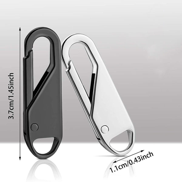 16x Zipper Pull Tab Replacement Metal Zip Head Slider Puller Handle Bottom Stop