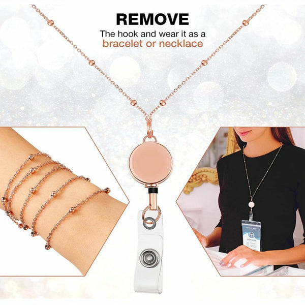 Retractable Badge Reel Lanyard with ID Name Card Holders Badge Holder Necklace