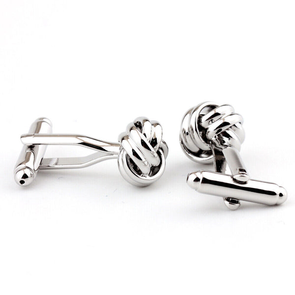 STAINLESS STEEL CUFFLINKS GIFT WEDDING VINTAGE MENS SUPERB TWIST KNOT CUFF LINKS