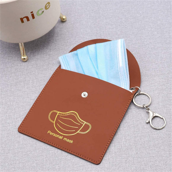 Face Mask PU Leather Storage with Keychain Holder Travel Organizer Compact AUS