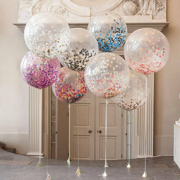 Giant 90cm Confetti Balloons Glitter Clear Latex Birthday Party Wedding Balloon
