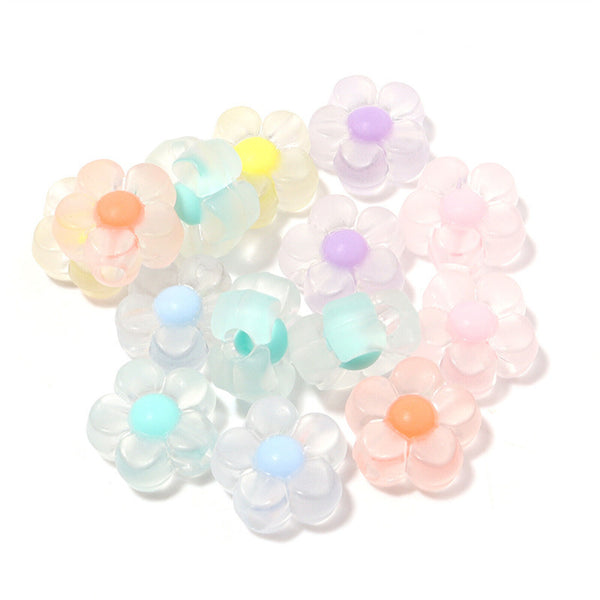 100PCS 12MM Matte Flower Multi Colour Beads Acrylic Bead mixed DIY Craft Jewelry