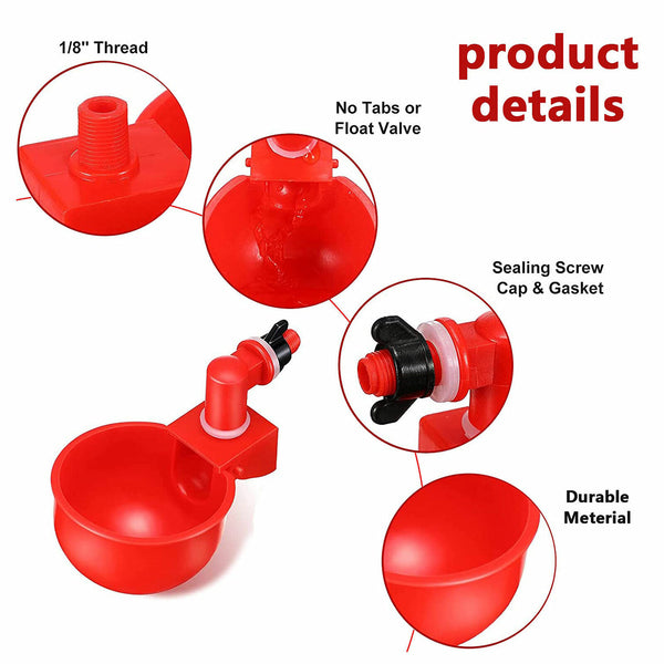 8x Automatic Chicken Water Cup Waterer Poultry Drinking Bowl Feeder Drinker Tool