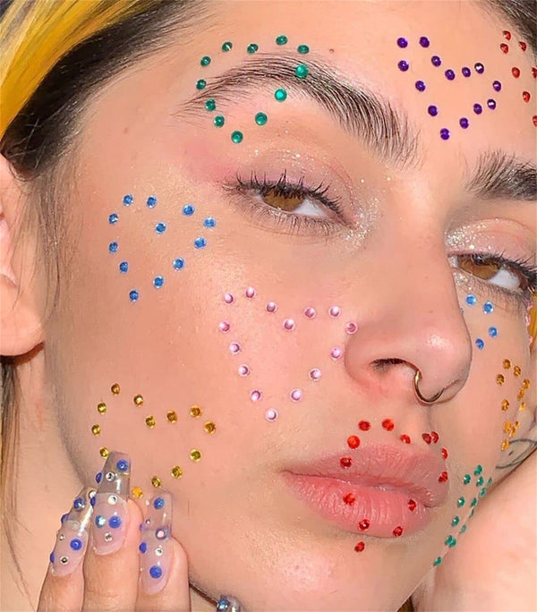 6PCS Face Gems Tattoo Eye Jewels Body Crystal Make Up Sticker Diamond Pearls