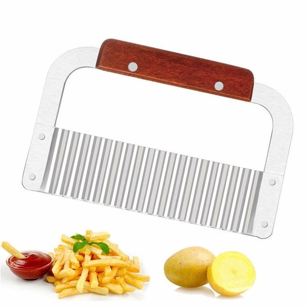 Potato Chip French Fry Slicer Tool Crinkle Wavy Cutter Stainless Steel Vegetable