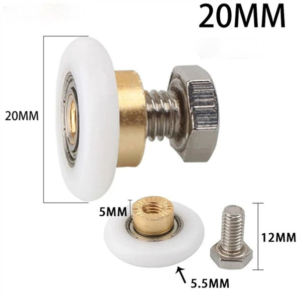 4pcs Shower Room Pulley Bathroom Sliding Glass Door Wheels Nylon-Copper Roller