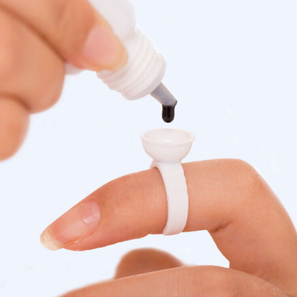 200Pcs Adhesive Glue Ring Pallet Holder Lash Extensions Fan Cups Tattoo Pigment