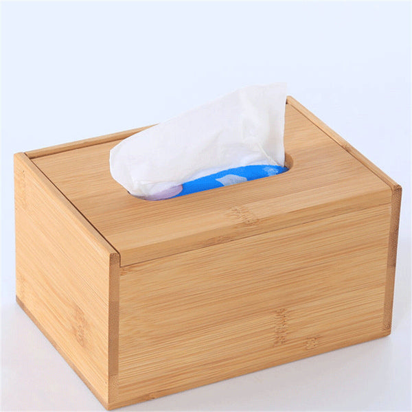 Tissue Box Paper Wooden Cover Holder Dispenser Storage Case Home Office Bamboo