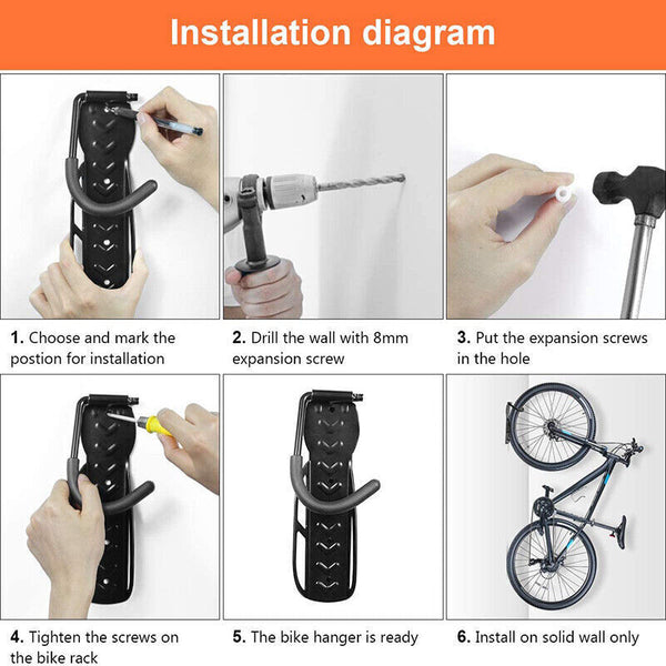 4PCS Steel Bicycle Bike Wall Rack Mount Garage Stand Holder Storage Hanger Hook