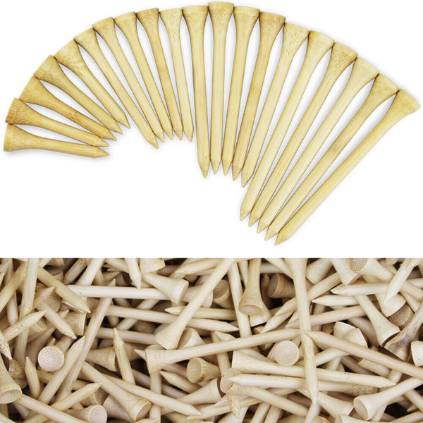 UP 200Pcs Bamboo Wooden Golf Tees 70mm & 83mm 2 Size Golf Accessories Training