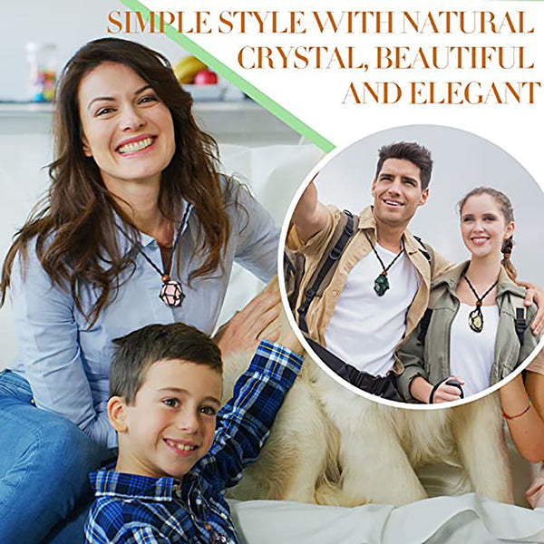 2PCS Empty Stone Holder Necklace Crystal Quartz Gemstone Cage Rope Cord Pendant