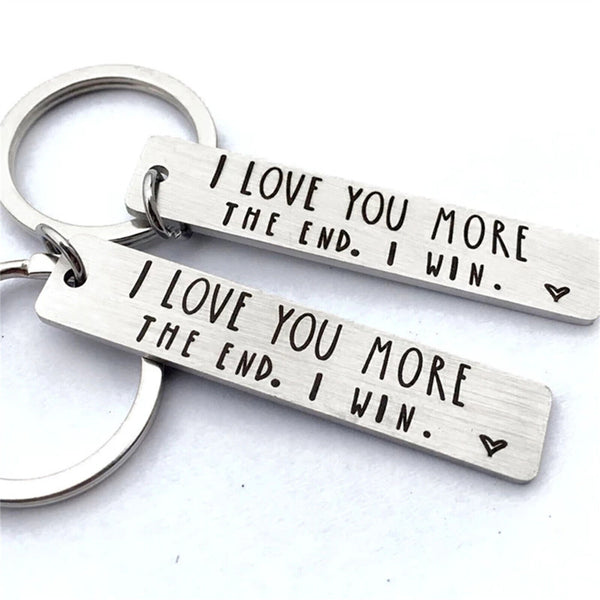 I Love You More The End I Win Stainless Steel Couple Keyring Keychain Gift Funny