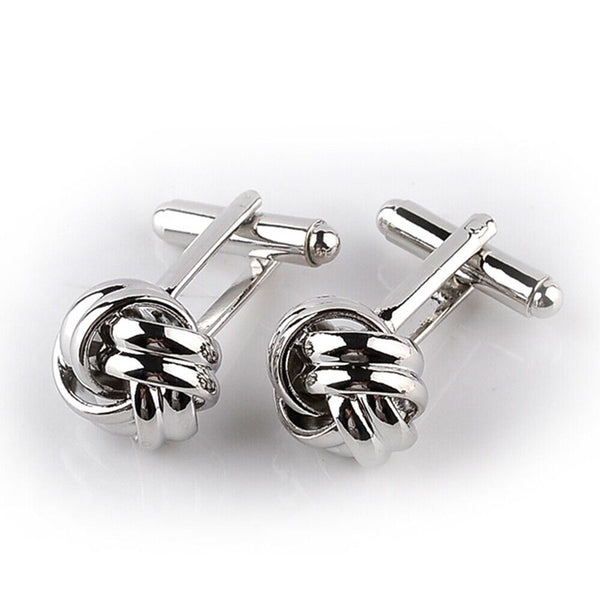 STAINLESS STEEL CUFFLINKS GIFT WEDDING VINTAGE MENS SUPERB TWIST KNOT CUFF LINKS