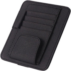 Sun Visor Organizer Sunglasses Holder Card Storage PU Leather Pouch Car Black AU