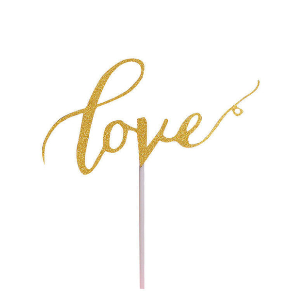 2pcs LOVE Cake Topper Sparkle Glitter Gold Wedding Decorating Engagement Party